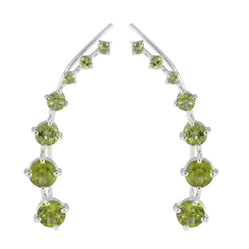Boucle d'oreille péridot en argent 925 ronde pour femme