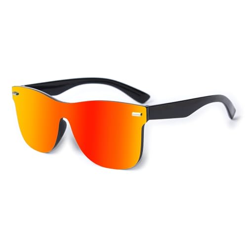 One-Piece Mirror Lens Sunglasses UV400 Protection Frameless Shades for Men & Women for Driving, Travel & Fashion