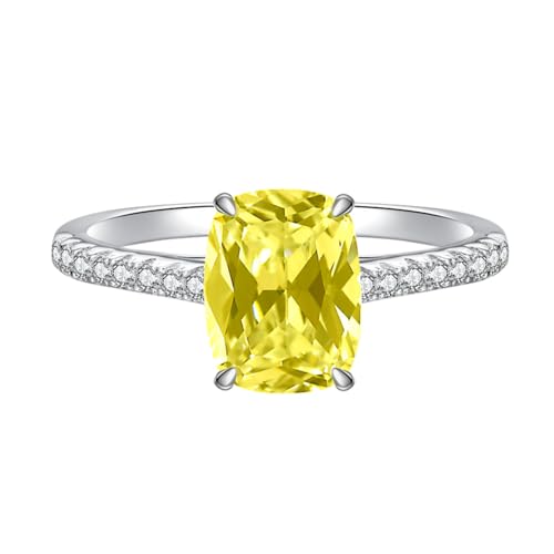 Bague de fiançailles argent S925 anti-ternissement, grand zircon 4 carats