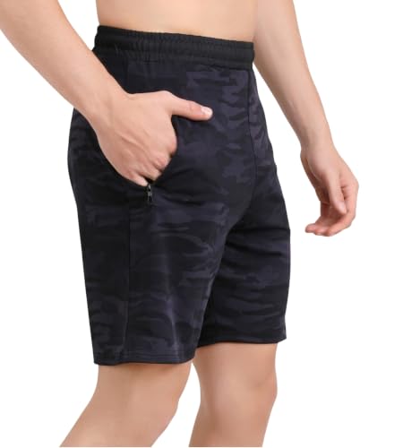 Image of NINQ Men's Sports Shorts Pack of 2 | Casual Gym Shorts with Side Zipper Pockets, Elastic Waist & Quick-Dry Comfort for Running & Workout