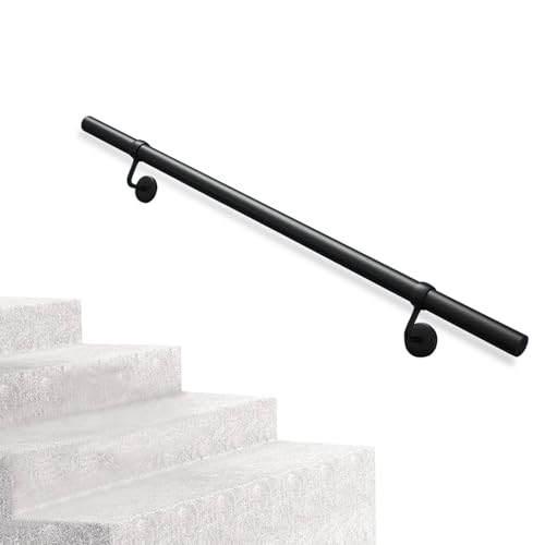 Main courante ronde métal noir 3,4 m pour rampe escalier et balustre