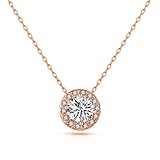 Philip Jones Rose Gold Plated Halo Necklace Created with Zircondia® Crystals