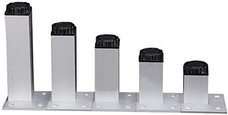 Glvanc, 150mm Height Silver Furniture Legs Aluminum Alloy Cupboard Table Bed Cabinets Sofa Cabinet Feets Adjustable Height 18mm, Set of 4