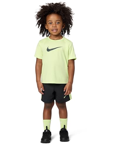 Nike Jungen Dri-FIT Swoosh Tee und Shorts 2-teiliges Set, Volt/Dark Grey Heather, 5