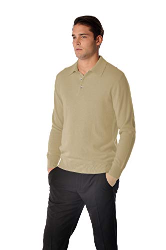 Cashmere Boutique: Men's 100% Pure Cashmere Polo Sweater (Color: Camel Brown, Size: Medium) #TOP7