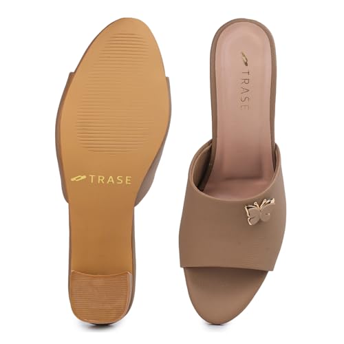 Image of TRASE Women's Slip-On Block Heels Sandals| Fashionable Sandals for Women & Girls | Light weight, Soft Footbed, Comfortable & Stylish - (47068)