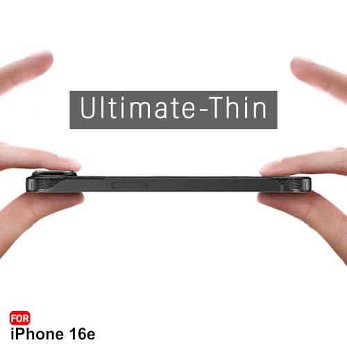 Image of TheGiftKart Hybrid Ultimate Slim Back Case Cover for iPhone 16e | Lightweight Profile | Hard Back Case Cover for iPhone 16e (PC & TPU, Metal Camera Ring, Leather Texture Finish, Black)