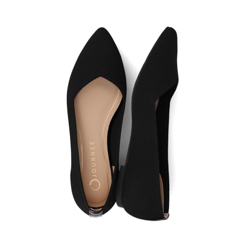 Journee Collection Womens Minnah Knit Ballet Dress Flats Slip On Pointed Toe Cushioned Fashion Ballerina Shoe Black 11 Medium WOMENS US4