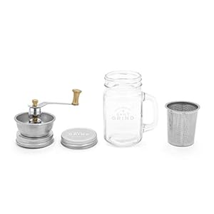 Luckies of London Cold Brew Kit-Includes Mason Jar Mug, Bean Grinder, Reusab Single Serve Iced Coffee Maker, 400 ml / 13…