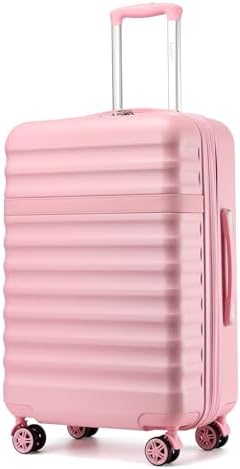 KONO Koffer Mittelgroß Erweiterbar Hartschalenkoffer mit TSA Schloss Rosa | Leichte ABS+PC Hartschale, Reisekoffer L mit Leisen 360° Rollen, Check-In Gepäck für Geschäftsreisen und