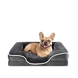 Sweetcrispy Orthopedic Dog Bed, Memory Foam Puppy Sleeping Sofa for Small Pets with Washable Removable Cover Non-Slip Base Waterproof Liner Egg Crate for Improved Sleep, Grey, 24' L x 18' W x 6' Th