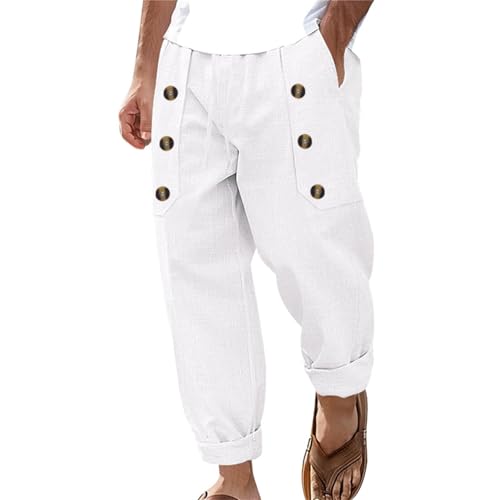 Pantalon en lin homme grande taille coupe ample et respirante mode sportive 2024