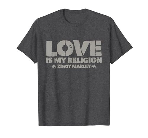 Ziggy Marley - Official Merchandise - Love is My Religion T-Shirt, Men, Dark Heather Grey, X-Large