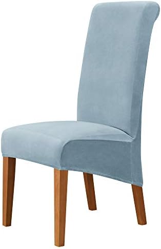MILARAN Velvet Large Chair Covers for Dining Room, Soft Stretch Seat Slipcover for Large Dining Chair, Washable Removable Parsons Chair Protector, Set of 2,Navy