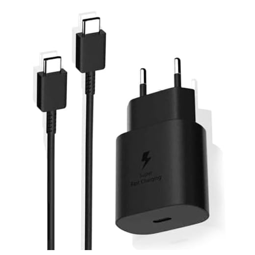 Carregador COM CABO Tipo C 25W para Samsung 3A Fast Charge Preto Original Compatível com S21 FE S22 PLUS S23 S24 ULTRA