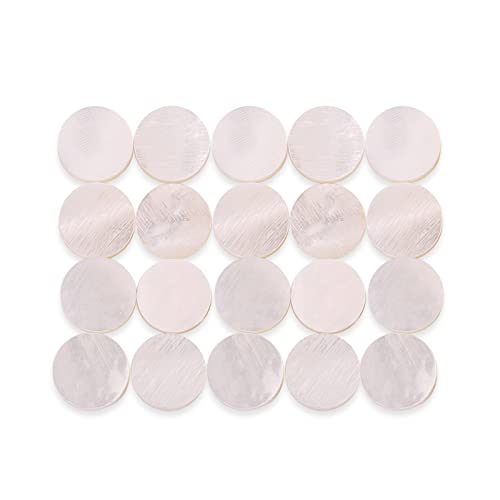 Incrustaciones de diapasón de guitarra, decoración de instrumentos musicales, incrustaciones de concha de perla blanca de 6 mm, punto de marca para bajo, ukelele, mandolina, banjo (20 piezas)