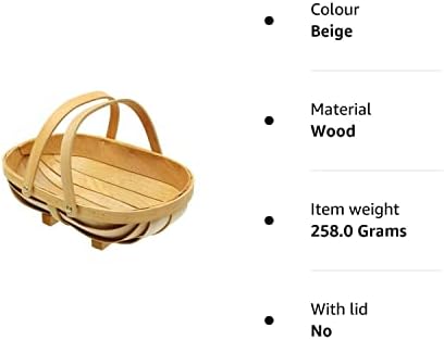 Ystter Wooden Garden Fruit Vegetable Basket TRUGS: SUSSEX TRUG Home Garden Decor Basket Holder-M