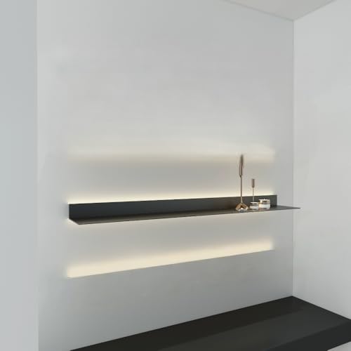 Tonain 磁気ライトストリップ付き、壁掛け フローティング シェルフ、吊り下げ棚【取り付け簡単 】LEDフローティングディスプレイシェルフ、フローティングウォールシェルフ キッチン収納、寝室、バスルーム、リビングルーム、書斎に適しています (80×20