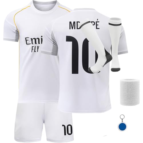 DMDMK #10 Heim 25/26 Kinder Trikot Shorts/Socken Kinder Geschenk und Jungen Größen (White 26 (9-10 Jahre))