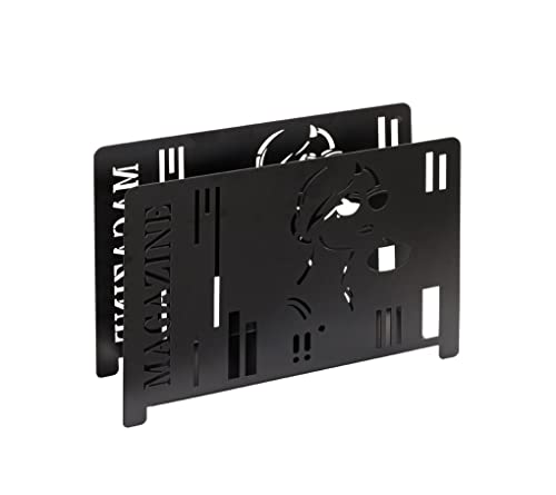 HAKU Möbel Zeitungsständer schwarz, Metall - Maße: B 37 cm x H 26 cm x T 12 cm, Style: Modern