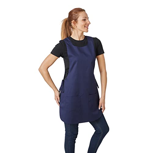Hurry Jump Tablier chasuble Tablier de travail Femme Tablier nettoyage uniforme de travail sante hotellerie MARINE LIS MARINE