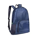Mochila Dobrável Impermeável Nylon Esportiva Escolar 25L Resistente à Água (Azul Marinho)