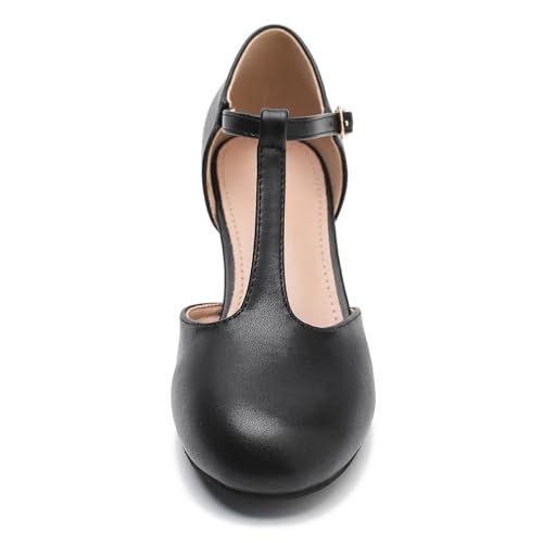 Women's T Strap Pumps Kitten Heels Retro Ankle Strap Buckle Dress Mary Jane Shoes 6