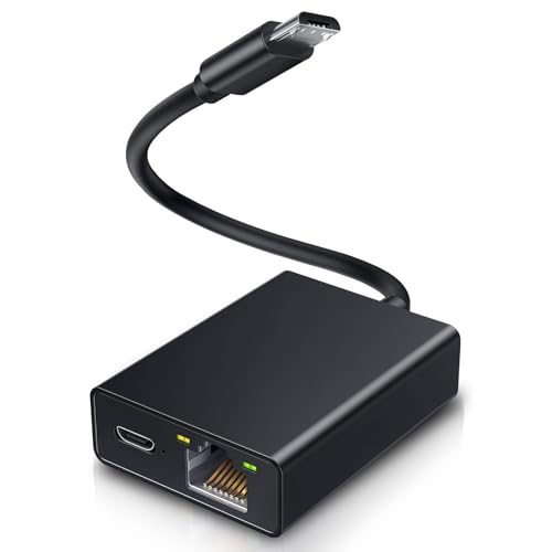 Suoxiom Ethernet Adapter für Fire TV Stick, Ethernet Netzwerk Adapter kompatibel mit 4K Fire Stick, Micro USB auf RJ45 LAN Adapter, Chromecast Google Home Mini und Weiteren Streaming TV Sticks