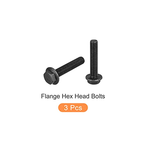 Image of METALLIXITY Flanged Hex Head Bolts (M12x60mm) 3pcs, Hexagon Serrated Flange Bolt Fully Thread Screw - for House Construction Hardware Fasteners