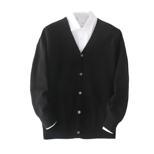 100% Merino Wool Cardigan Sweater Men's Solid V Neck Jumper Business Casual Knitted Sweater Jacket