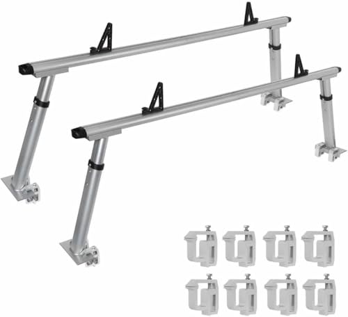 OUTPRIZE Non-Drilling Aluminum Truck Rack Heavy Duty Width and Height Extendable Truck Bed Ladder Rack Fit for Max 66 Wide Truck Bed 600 lb. Capacity