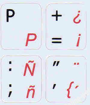 Pegatinas de teclado inglés tradicional español gris miniatura 1