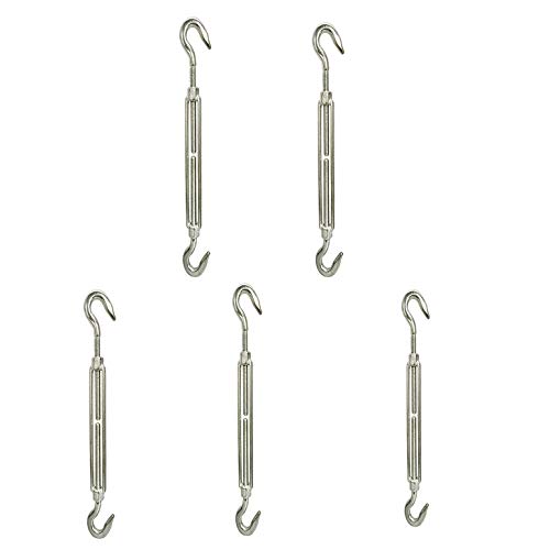 MH GLOBAL 5 PC 316 Stainless Steel Hook Hook Turnbuckle Swivel Lift 1/4'' x 4'' miniatura 1