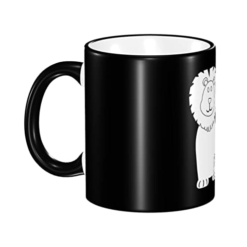 FUCVNPZ Keramiktasse, Löwe Cartoon Tasse, Keramiktasse, Kaffeetasse, einfach zu halten, Tasse für Kaffee Tee und Kakao Cover