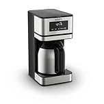 Krups Simply Brew Stainless Steel and Thermal Carafe Drip Coffee Maker 14 Cup Programmable, Customizable, Digital Display, Insulated Coffee Filter, Dishwasher Safe, Drip Free Silver and Black
