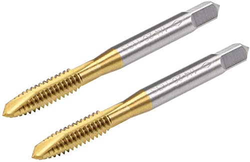 XYWHPGV Spiral Point Plug Threading Tap UNC 1/4-20 Thread, Ground Threads H2 3 Flutes, High Speed Steel HSS 6542, Titanium Coated, Round Shank with Square End, 2pcs(cf0ea 590a3 79c17 6504b c8190 44a85