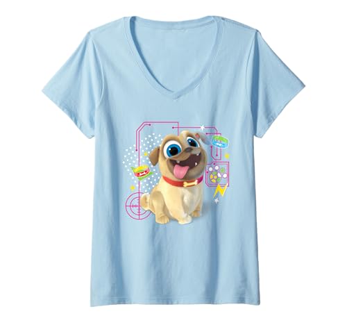 T-shirt col en V carlin Rolly Disney pour femme en coton confortable
