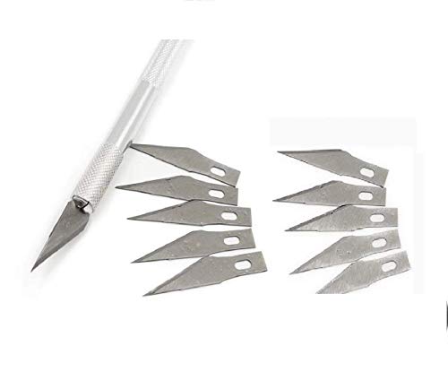 DEZIINE 1 Set Knife with 20 Metal Blade Wood Paper Cutter Fruit Food Craft Pen Engraving Cutting Art Supplies DIY Stationery Utility Knife.