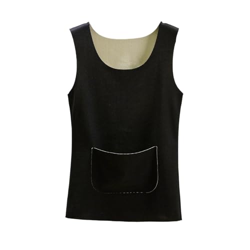Plus Size Thermal Undershirt Women Seamless Cami Tank Tops Baselayer Sleeveless Vest Tee Fleece Underwear with Pocket