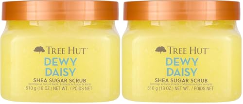 Image of Tree Hut Dewy Daisy Shea Sugar Scrub, Exfoliating, Hydrating & Moisturizing Body Scrub with Shea Butter & Nourishing Essential Oils, Smooth & Soften Skin, 18 oz (Pack of 2)