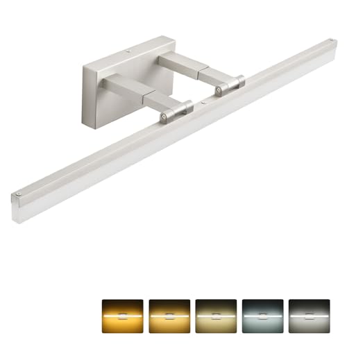 Image of SOLFART Bathroom Lighting Fixtures Over Mirror: 32 Inch 5CCT Retractable LED Vanity Lights Brushed Nickel Dimmable Adjustable Head ETL