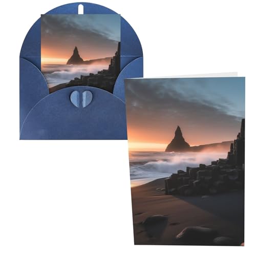 QMNSEHF Reynisfjara Beachの日の出 グリーティングカード 封筒付き Thank YouCard Happy Birthdayカード 女性用 男性用 クリスマス ハロウィン 結婚式 空白 ノートカード あらゆる機会 グリーティングカー