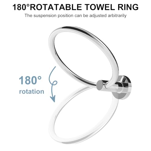Image of SetSail Towel Holder for Bathroom Wall Chrome Towel Ring, 2 Packs