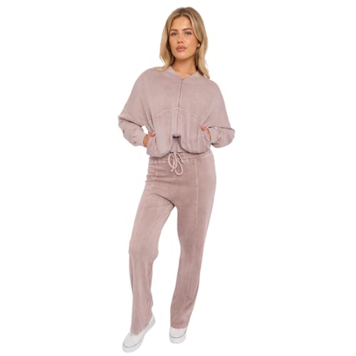 Survêtement en coton délavé femme ensemble complet zippé au style vintage unique