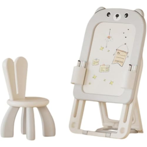 Emuiaおえかきボード 子供用 磁気 折りたたみ 高さ調節 黒板&ホワイトボード 椅子付き 知育玩具 誕生日プレゼント 室内遊び 学習用具 イーゼル 落書き(C)