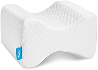 Luna Orthopedic Knee Pillow for Sciatica Relief, Back Pain, Leg Pain, Pregnancy, Hip and Joint Pain - Memory Foam Wedge Contour for Side, Back & Side Sleepers - Certipur-Us & Designed in USA