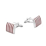 Hemd Manschettenknöpfe Herren Silberrot, Herren Manschettenknöpfe Streifen Messing Manschettenknöpfe Für Herren 16X15 MM
