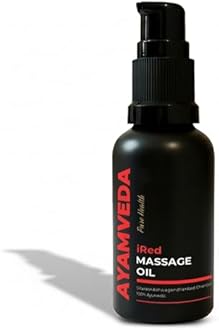 AyamVeda iRed Ayurvedic Massage Oil for Men with 60+ Herbs like Ashwagandha & Shilajit | 100% Natural | 30 ml Bottle