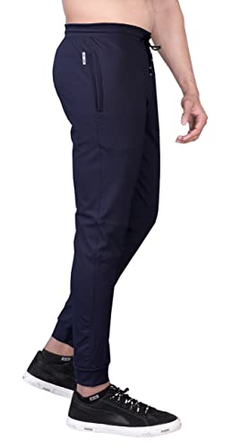 Image of Big Button Men's Stretch Gym Sports Track Pants Jogger with Zip Pockets