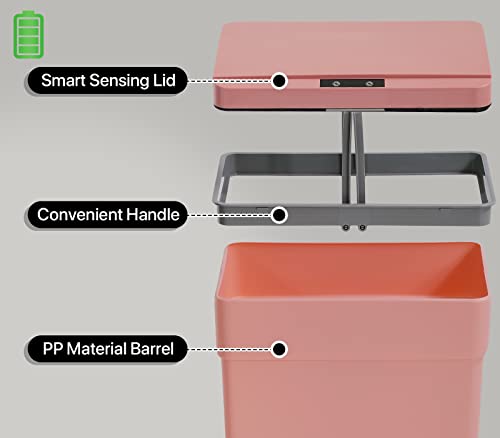 Ginmaon 13 Gallon Trash Can Automatic Kitchen Trash Can, Plastic Large Capacity Garbage Can Bathroom Rubbish Can With Lid, Smart Trash Can Waste Bin For Narrow Space, Pink #TOP1